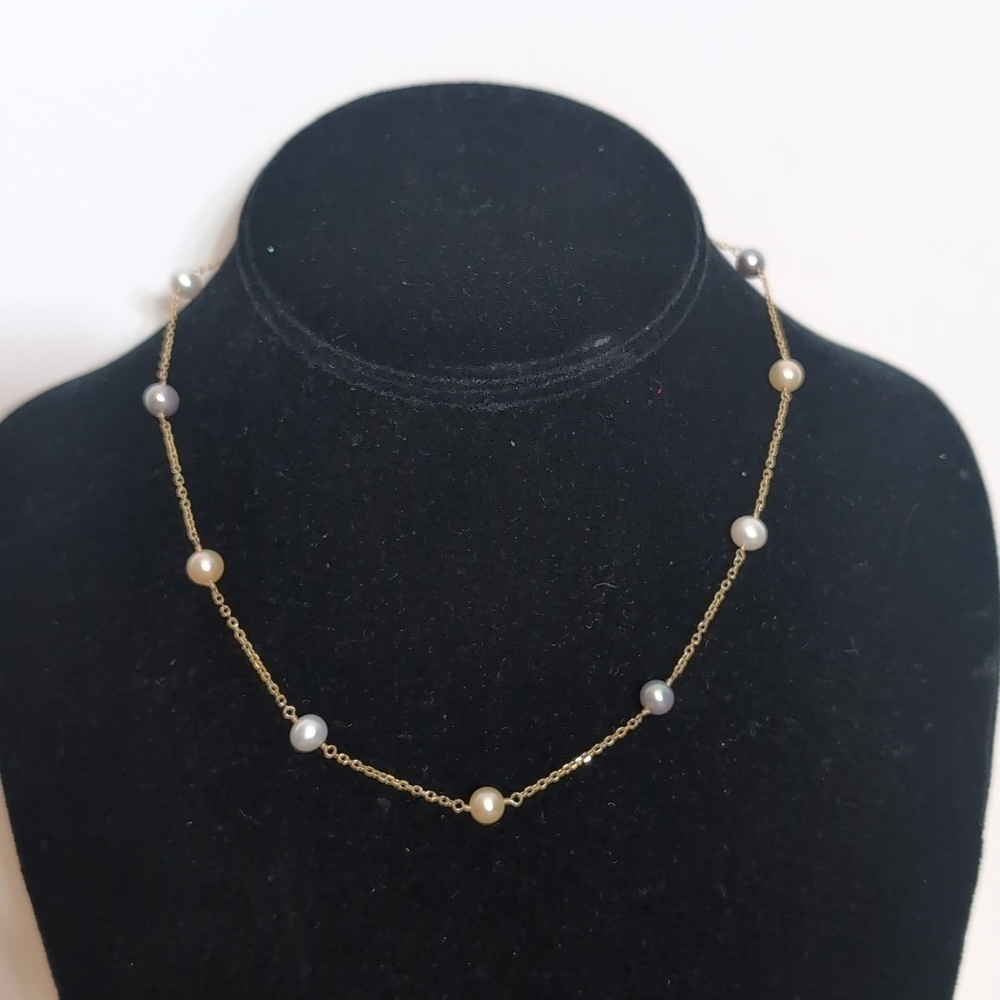 14kt Gold with Mixed Pearls Necklace - Picture 1 of 5